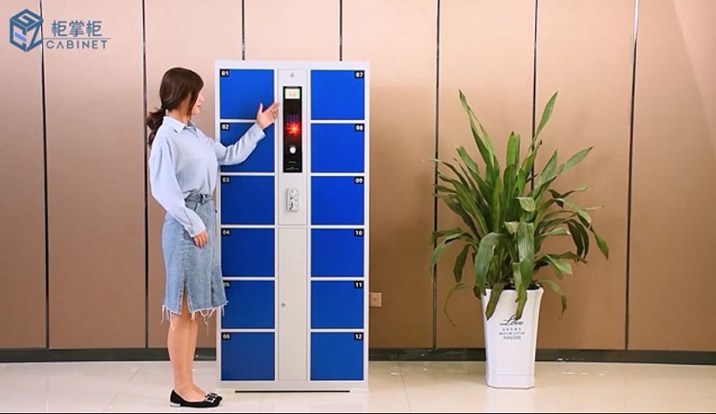 多功能红外扫码型智能储物柜操作,投币式收费型储物柜功能,，超市商超红外条码型存包柜