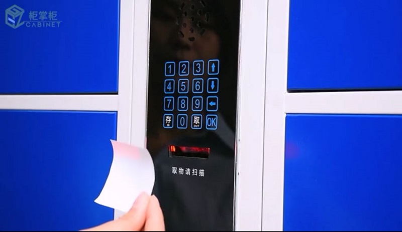 多功能红外扫码型智能储物柜操作,投币式收费型储物柜功能,，超市商超红外条码型存包柜